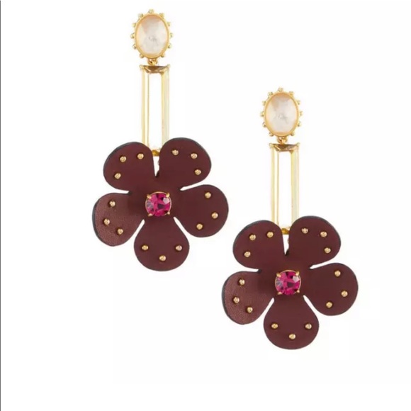 KATE SPADE Leather Linear Statement Earrings